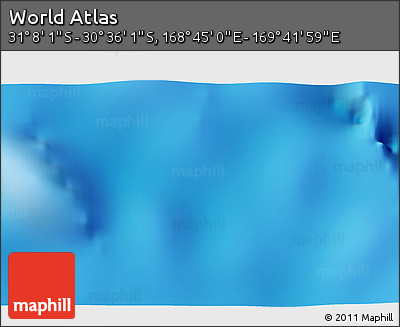 Physical 3D Map of the Area around 30° 52' 1" S, 169° 13' 29" E