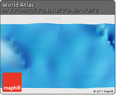 Physical 3D Map of the Area around 30° 52' 1" S, 169° 13' 29" E