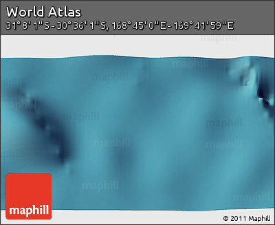 Satellite 3D Map of the Area around 30° 52' 1" S, 169° 13' 29" E