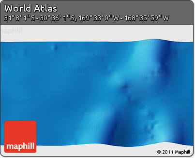 Physical 3D Map of the Area around 30° 52' 1" S, 169° 4' 29" W