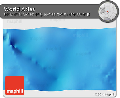 Physical 3D Map of the Area around 30° 52' 1" S, 170° 4' 29" E