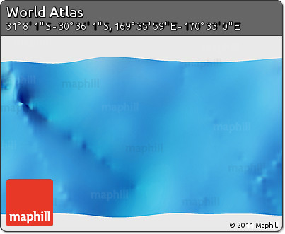 Physical 3D Map of the Area around 30° 52' 1" S, 170° 4' 29" E