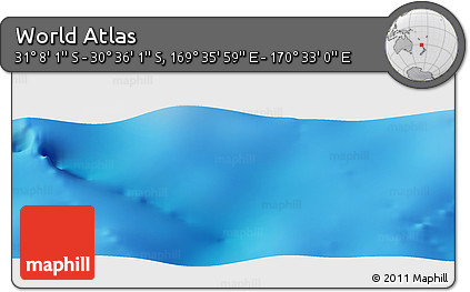 Physical Panoramic Map of the Area around 30° 52' 1" S, 170° 4' 29" E