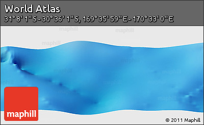 Physical Panoramic Map of the Area around 30° 52' 1" S, 170° 4' 29" E
