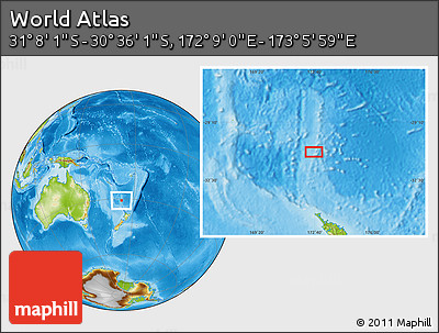 Physical Location Map of the Area around 30° 52' 1" S, 172° 37' 30" E