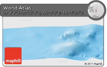 Physical Panoramic Map of the Area around 30° 52' 1" S, 172° 37' 30" E