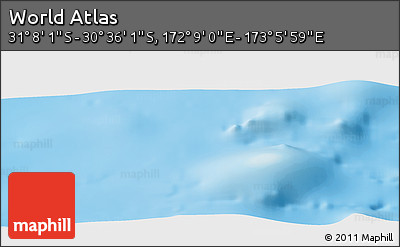 Physical Panoramic Map of the Area around 30° 52' 1" S, 172° 37' 30" E