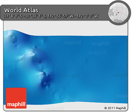 Physical 3D Map of the Area around 30° 52' 1" S, 172° 28' 29" W