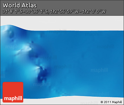 Physical 3D Map of the Area around 30° 52' 1" S, 172° 28' 29" W