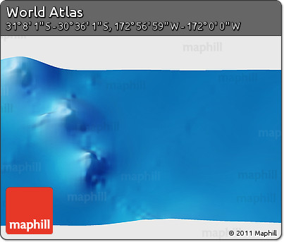 Physical 3D Map of the Area around 30° 52' 1" S, 172° 28' 29" W