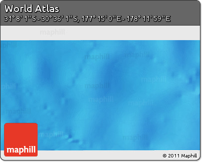 Physical 3D Map of the Area around 30° 52' 1" S, 177° 43' 29" E