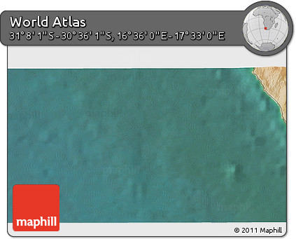 Satellite 3D Map of the Area around 30° 52' 1" S, 17° 4' 30" E