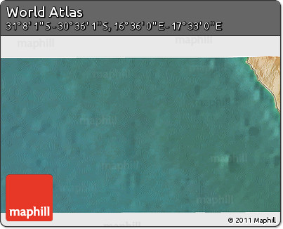 Satellite 3D Map of the Area around 30° 52' 1" S, 17° 4' 30" E