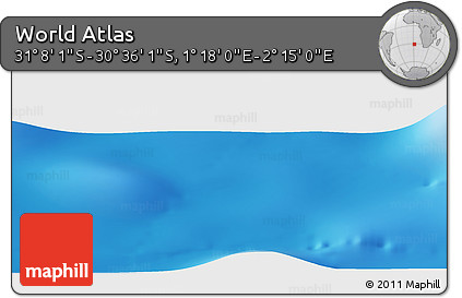 Physical Panoramic Map of the Area around 30° 52' 1" S, 1° 46' 29" E