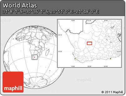 Blank Location Map of the Area around 30° 52' 1" S, 21° 19' 30" E