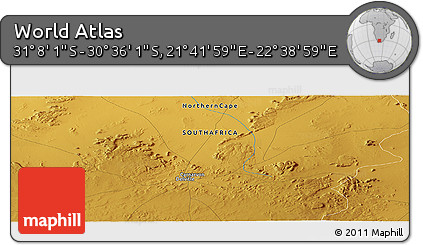 Physical Panoramic Map of the Area around 30° 52' 1" S, 22° 10' 29" E