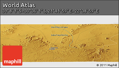 Physical Panoramic Map of the Area around 30° 52' 1" S, 22° 10' 29" E
