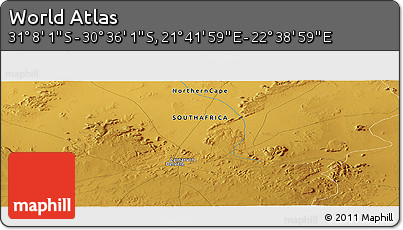 Physical Panoramic Map of the Area around 30° 52' 1" S, 22° 10' 29" E