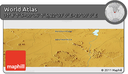 Physical Panoramic Map of the Area around 30° 52' 1" S, 23° 1' 29" E