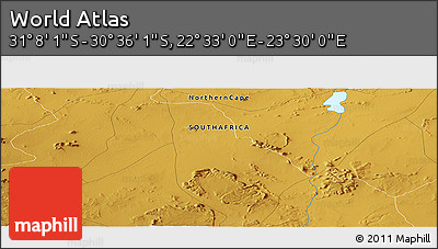 Physical Panoramic Map of the Area around 30° 52' 1" S, 23° 1' 29" E