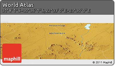 Physical Panoramic Map of the Area around 30° 52' 1" S, 23° 1' 29" E