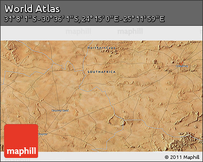 Satellite 3D Map of the Area around 30° 52' 1" S, 24° 43' 30" E