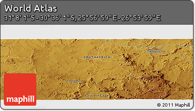 Physical Panoramic Map of the Area around 30° 52' 1" S, 26° 25' 29" E