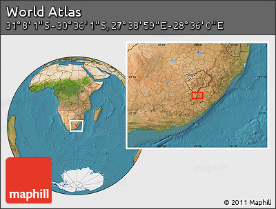 Satellite Location Map of the Area around 30° 52' 1" S, 28° 7' 30" E