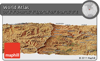 Satellite Panoramic Map of the Area around 30° 52' 1" S, 28° 7' 30" E