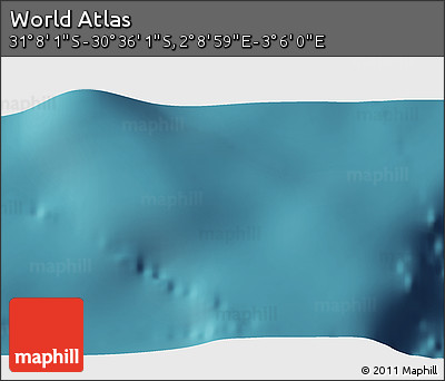 Satellite 3D Map of the Area around 30° 52' 1" S, 2° 37' 30" E