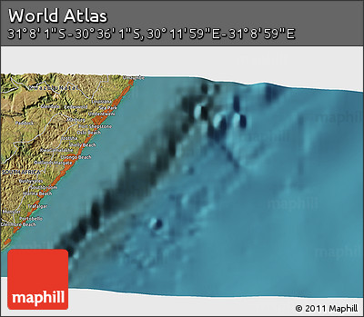 Satellite 3D Map of the Area around 30° 52' 1" S, 30° 40' 29" E