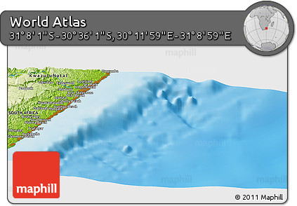 Physical Panoramic Map of the Area around 30° 52' 1" S, 30° 40' 29" E