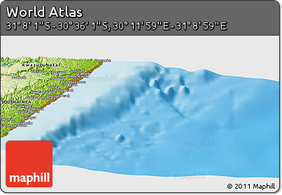 Physical Panoramic Map of the Area around 30° 52' 1" S, 30° 40' 29" E