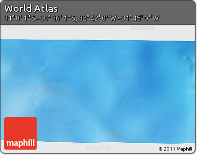 Physical 3D Map of the Area around 30° 52' 1" S, 32° 13' 30" W