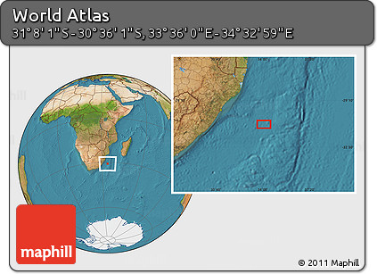 Satellite Location Map of the Area around 30° 52' 1" S, 34° 4' 30" E