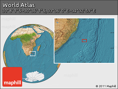 Satellite Location Map of the Area around 30° 52' 1" S, 34° 4' 30" E