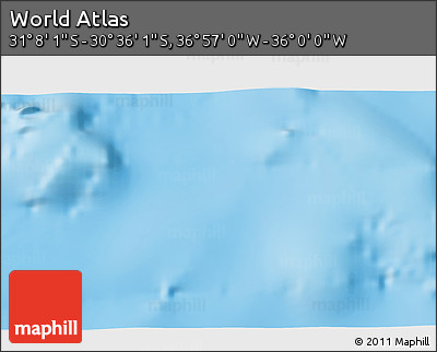 Physical 3D Map of the Area around 30° 52' 1" S, 36° 28' 30" W