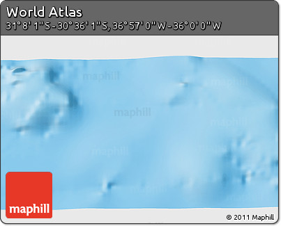 Physical 3D Map of the Area around 30° 52' 1" S, 36° 28' 30" W