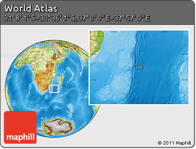 Physical Location Map of the Area around 30° 52' 1" S, 37° 28' 30" E