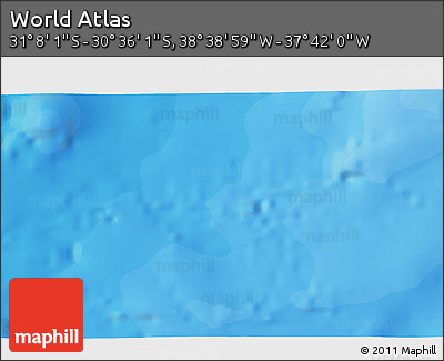 Political 3D Map of the Area around 30° 52' 1" S, 38° 10' 29" W