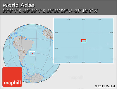 Gray Location Map of the Area around 30° 52' 1" S, 38° 10' 29" W