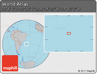 Gray Location Map of the Area around 30° 52' 1" S, 38° 10' 29" W