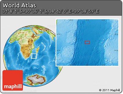 Physical Location Map of the Area around 30° 52' 1" S, 39° 10' 29" E