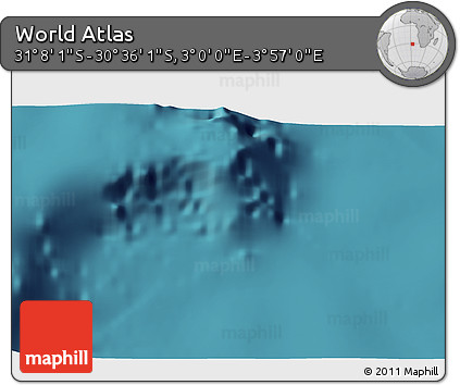 Satellite 3D Map of the Area around 30° 52' 1" S, 3° 28' 30" E