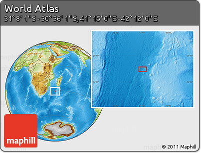 Physical Location Map of the Area around 30° 52' 1" S, 41° 43' 30" E