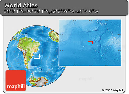 Physical Location Map of the Area around 30° 52' 1" S, 41° 34' 30" W