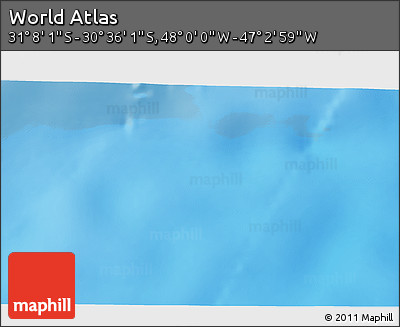 Physical 3D Map of the Area around 30° 52' 1" S, 47° 31' 29" W