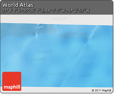 Physical 3D Map of the Area around 30° 52' 1" S, 47° 31' 29" W