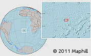 Gray Location Map of the area around 30° 52' 1" S, 4° 10' 30" W, hill shading