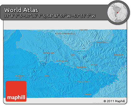 Political 3D Map of the Area around 30° 52' 1" S, 54° 19' 30" W